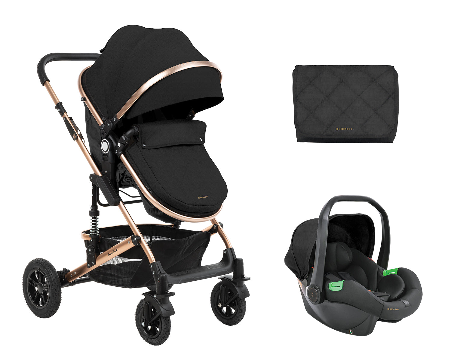 Комбинирана Количка 3В1 С Трансф. Седалка Amaia Black 2024 --- BebeMama