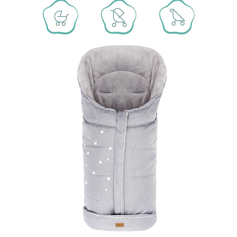 Зимно Чувалче За Детска Количка Fillikid Askja Big - Light Grey Melange --- BebeMama