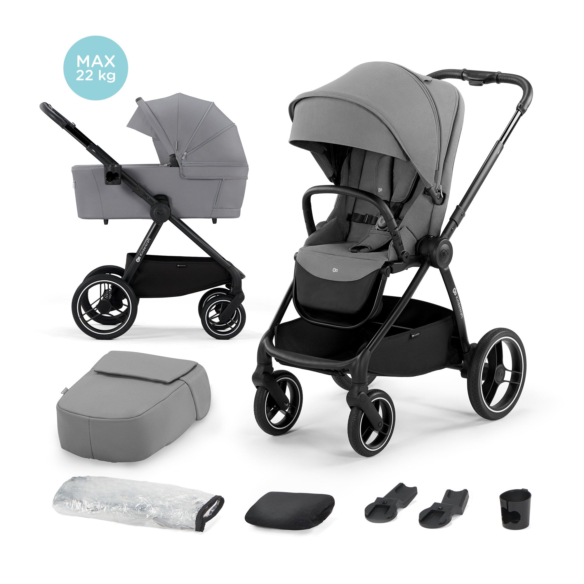 Бебешка Количка Kinderkraft Nea 2В1 Nea, Platinium Grey - Комбинирани Колички - KinderKraft - BebeMama
