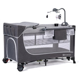 Бебешка кошара с аксесоари KinderKraft LEODY 2022 FULL Сива --- BebeMama