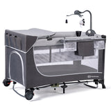 Бебешка кошара с аксесоари KinderKraft LEODY 2022 FULL Сива --- BebeMama