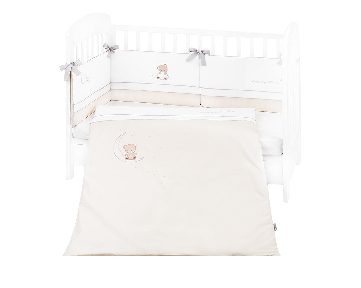 Бебешки Спален Комплект С Бродерия 2 Части Eu Style 60/120 Dream Big Beige - Спални Комплекти - Kikkaboo - BebeMama