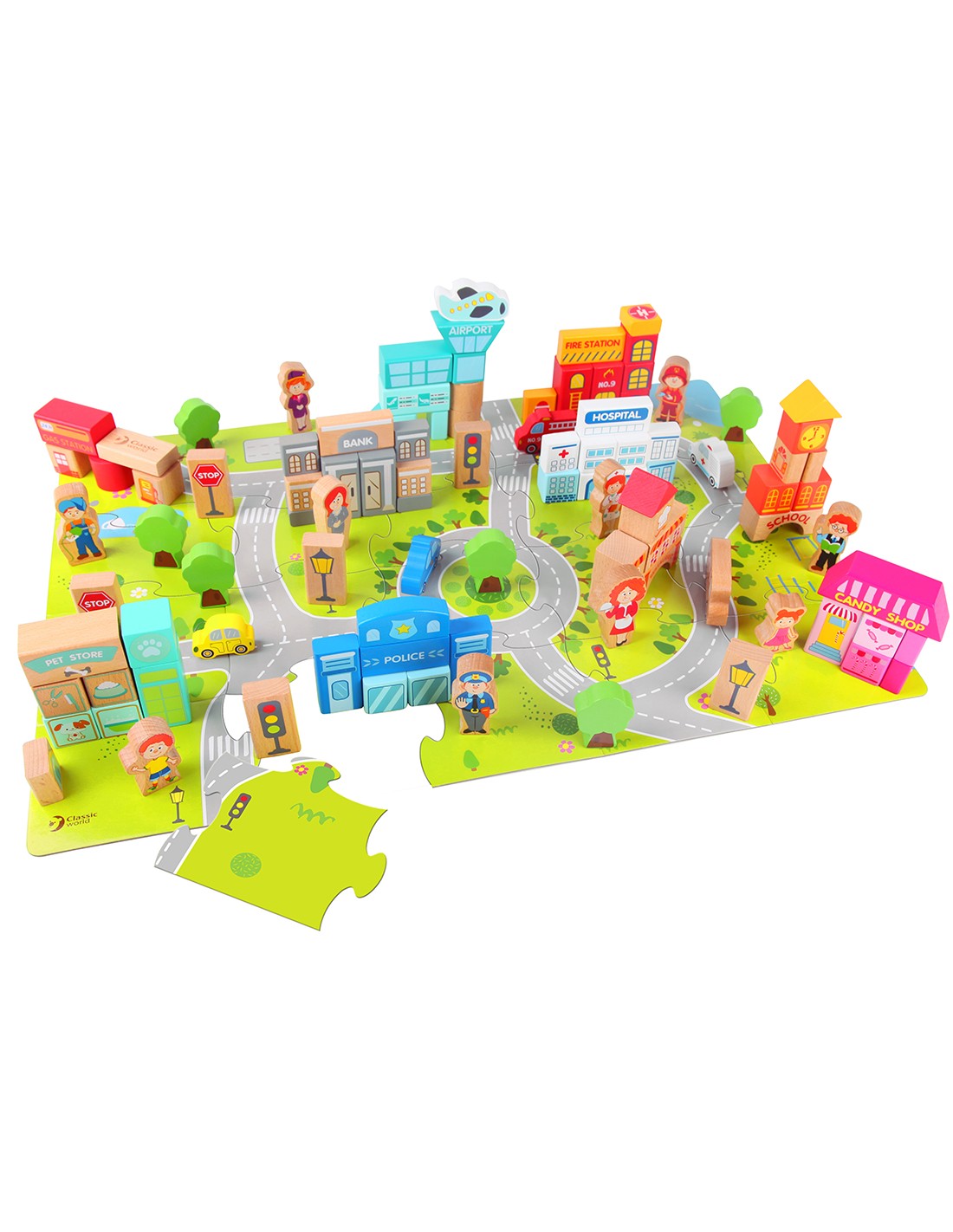 Дървен Конструктор Градски Център - Строители, Мозайки И Конструктори - Classic World - BebeMama