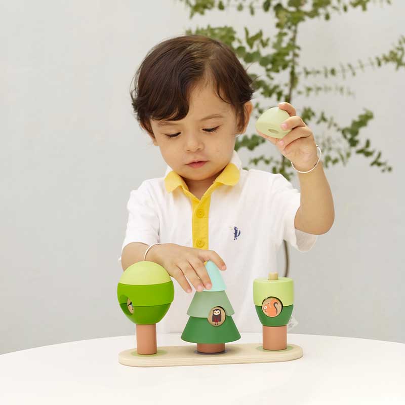 Дървена Играчка - Кубчета За Нанизване Гора --- BebeMama