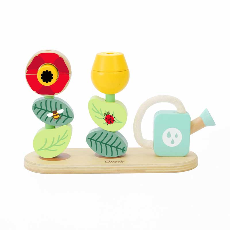 Дървена Играчка - Кубчета За Нанизване Цветна Градина - Дървени Играчки - Classic World - BebeMama