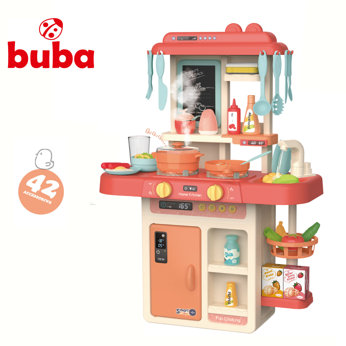 Детска Кухня Buba Home Kitchen, 42 Части, 889-168, Розова --- BebeMama