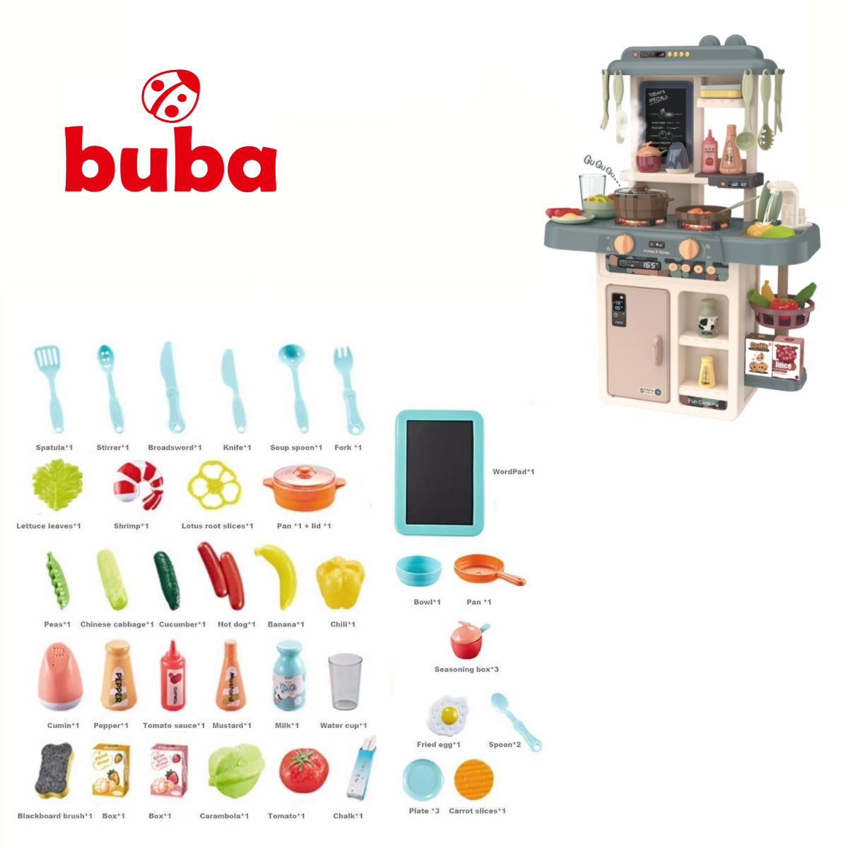 Детска Кухня Buba Home Kitchen, 42 Части, 889-187, Сива --- BebeMama