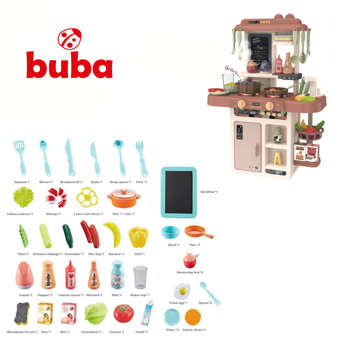 Детска Кухня Buba Home Kitchen, 42 Части, 889-188, Розова --- BebeMama