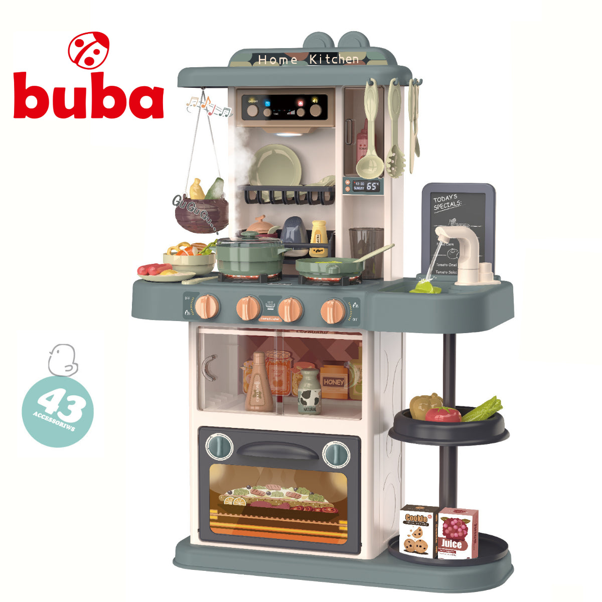 Детска Кухня Buba Home Kitchen, 43 Части, 889-183, Сива --- BebeMama