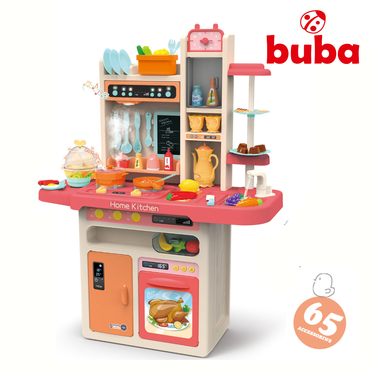 Детска Кухня Buba Home Kitchen, 65 Части, 889-162, Розова --- BebeMama