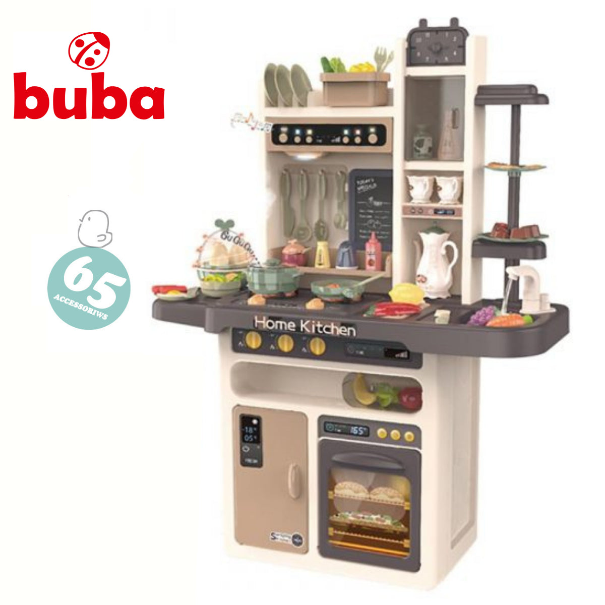Детска Кухня Buba Modern Kitchen, 65 Части, 889-211, Сива --- BebeMama