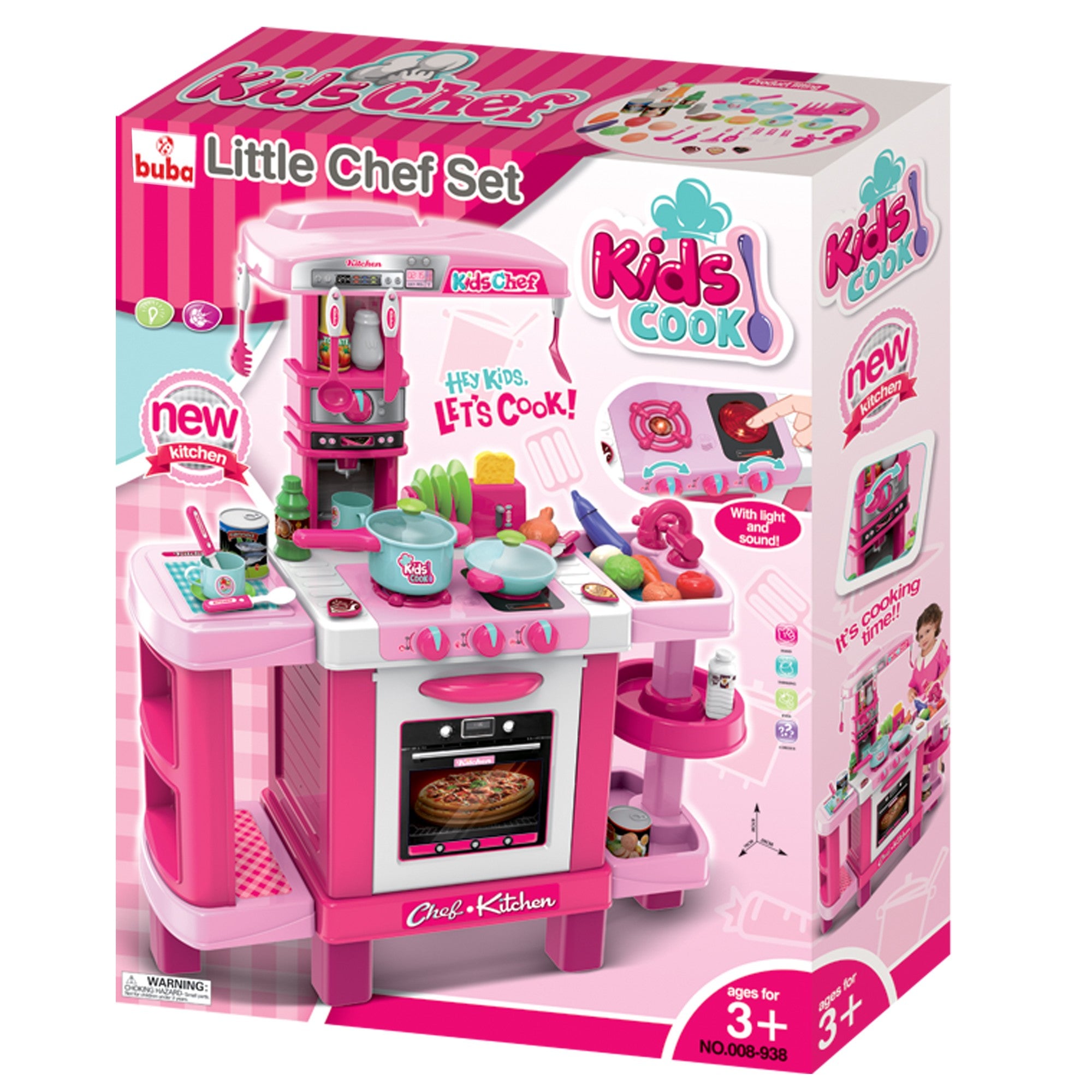 Детска кухня с реакция при докосване Buba 008-938 Розова - Кухни И Готварски Пособия - Buba - BebeMama