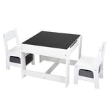 Детска Маса С 2 Столчета, Двустранна С Черна Дъска, Кутии За Съхранение, Комплект От Дърво - За Игра, Учене, Хранене - White - Масички И Столчета - Ginger Home - BebeMama