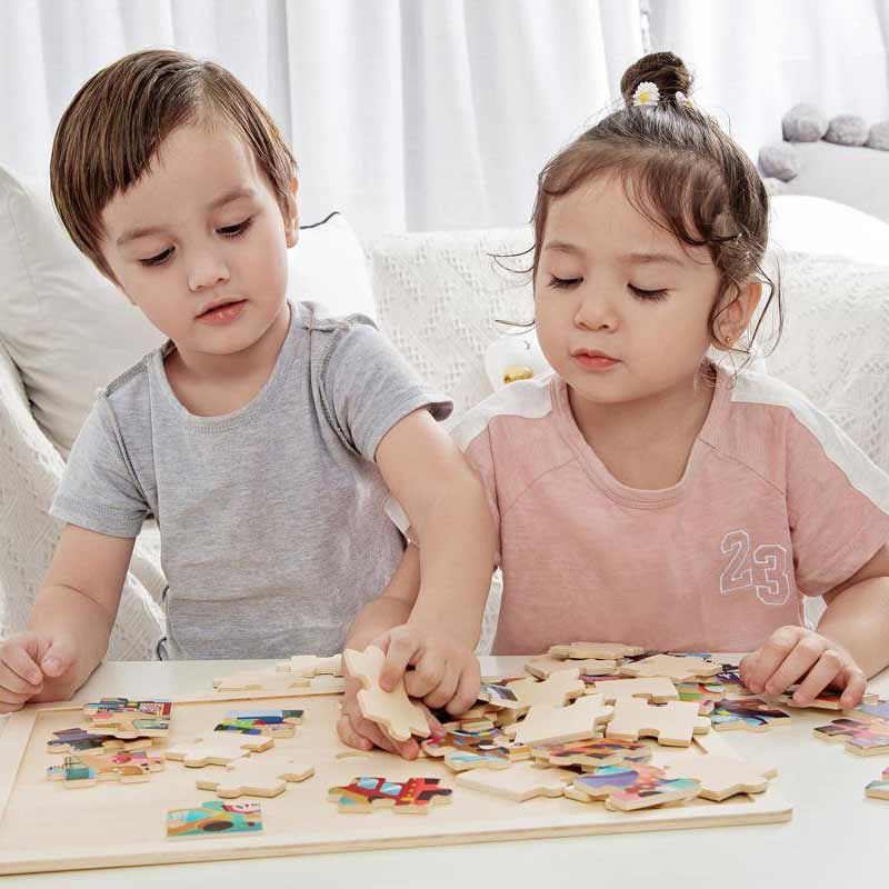 Детски Дървен Пъзел - Животните И Техния Град --- BebeMama