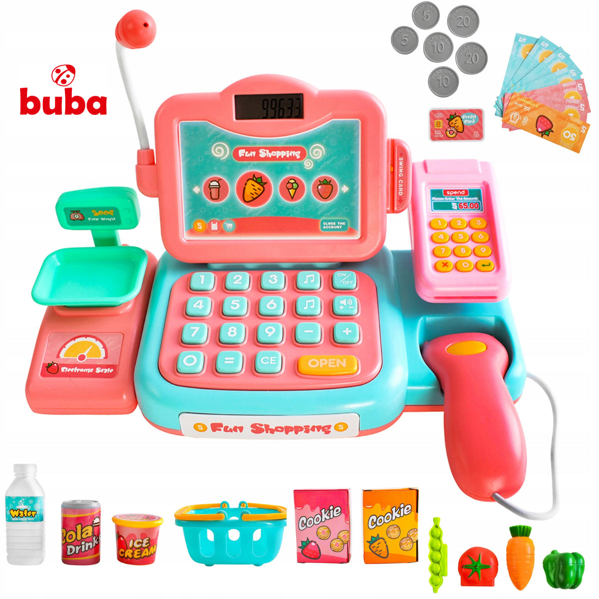 Детски Касов Апарат С Аксесоари Buba Fun Shopping 888G, Розов - Професии За Малки И Големи - Buba - BebeMama
