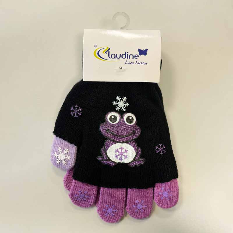 Детски Ръкавички Жабка, Черни/Лилави, 6-10 Год. - Шалове И Ръкавички - Clodine Italy - BebeMama