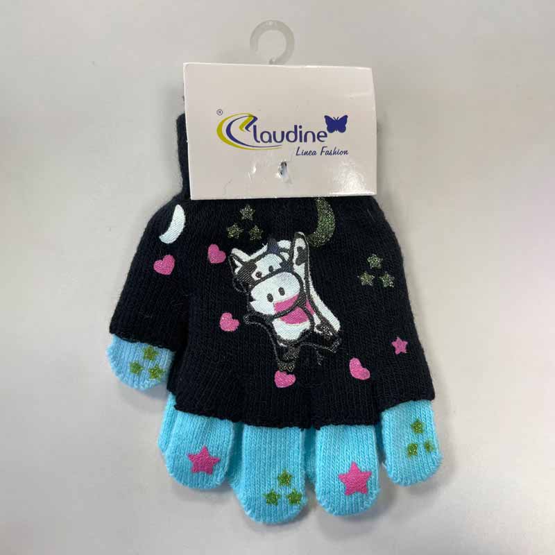 Детски Ръкавички Кравичка, Черни/Сини, 6-10 Год. - Шалове И Ръкавички - Clodine Italy - BebeMama