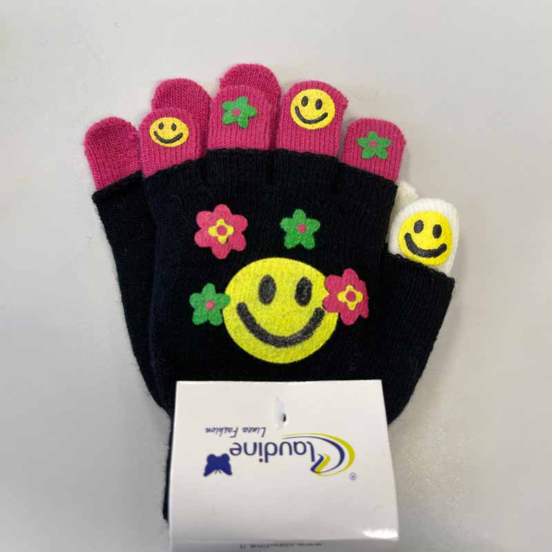Детски Ръкавички Усмивка, Черни/Розови, 6-10 Год. --- BebeMama