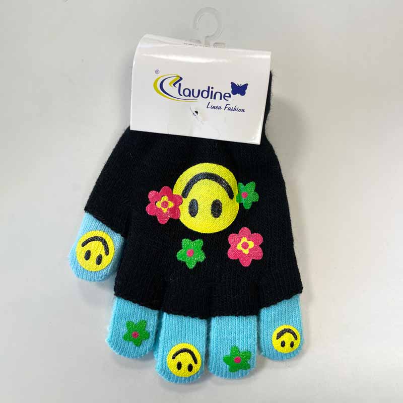 Детски Ръкавички Усмивка, Черни/Сини, 6-10 Год. - Шалове И Ръкавички - Clodine Italy - BebeMama