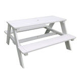 Градински Комплект Ginger Home, Детска Маса За Пикник, Чадър Anti-Uv 30+,Дървен, Игри На Открито, Бял, 89Х79Х50 См. --- BebeMama