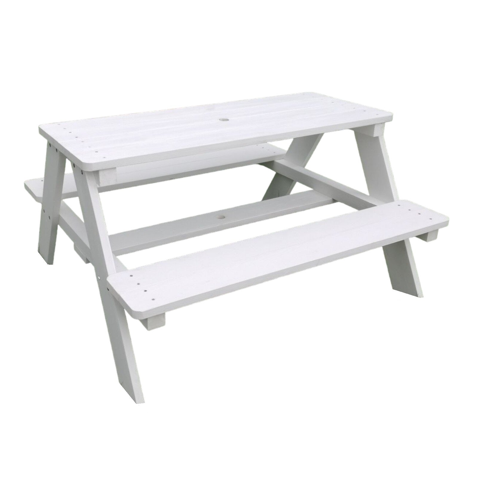 Градински Комплект Ginger Home, Детска Маса За Пикник, Чадър Anti-Uv 30+,Дървен, Игри На Открито, Бял, 89Х79Х50 См. --- BebeMama