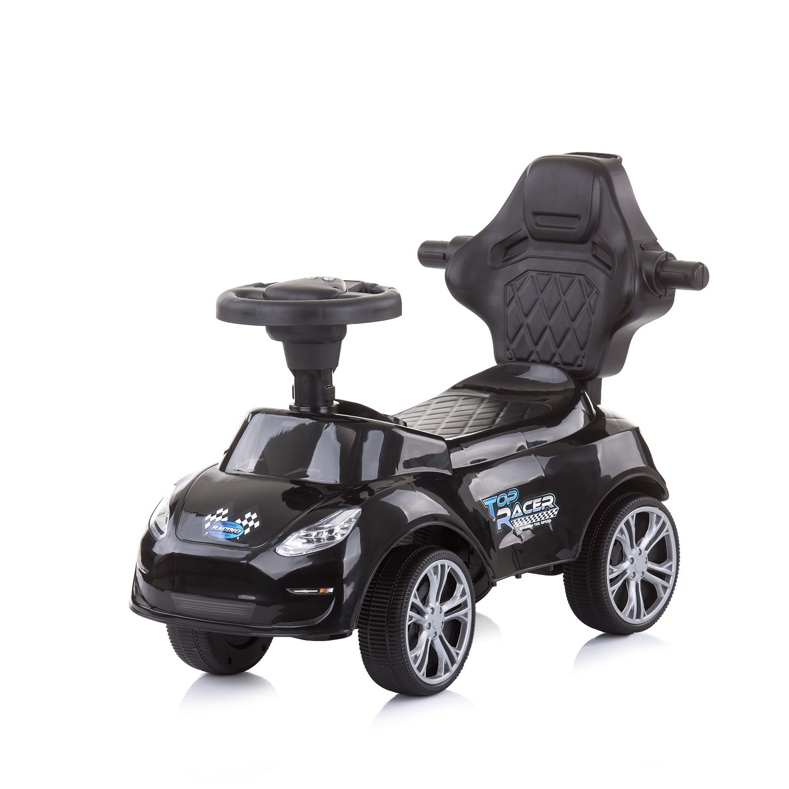 Кола За Яздене С Дръжка Турбо Черна --- BebeMama