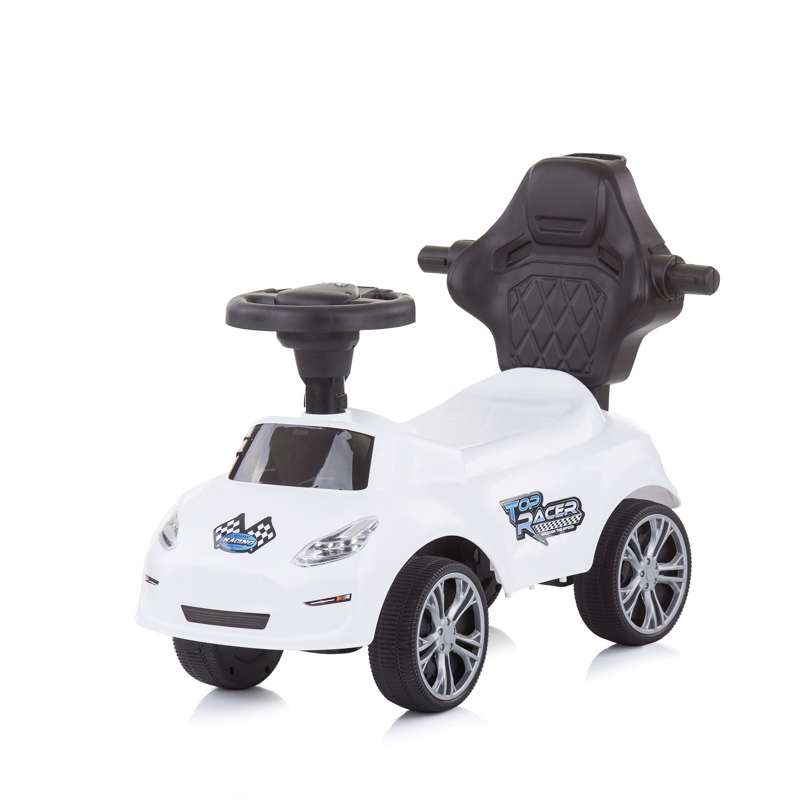 Кола За Яздене С Дръжка Турбо Бяла --- BebeMama