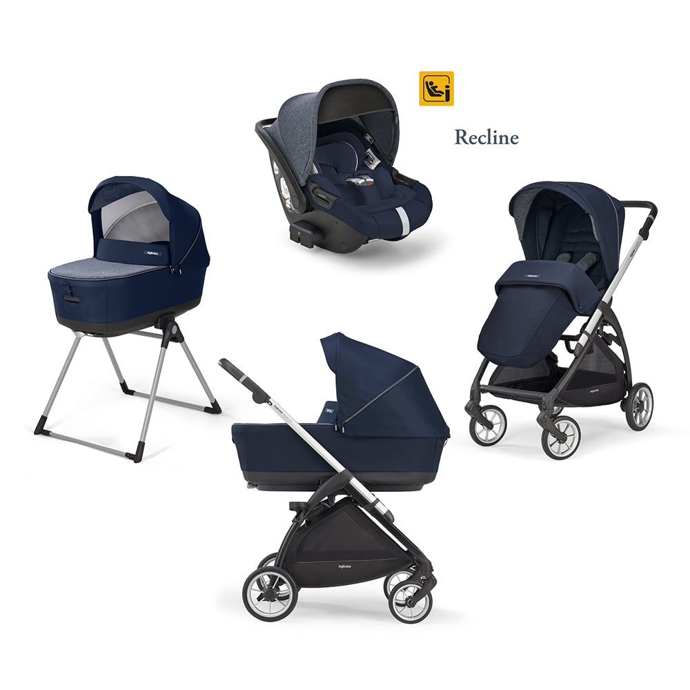 Бебешка Количка 4 В 1 Inglesina System Quattro Electa Darwin Infant Recline - Soho Blue/Silver Black - Комбинирани Колички - Inglesina - BebeMama