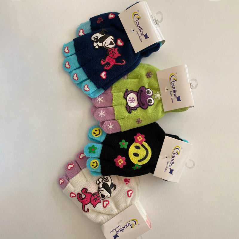 Комплект Детски Ръкавички 12Бр.-Различни Цветове 6-10 Год. --- BebeMama