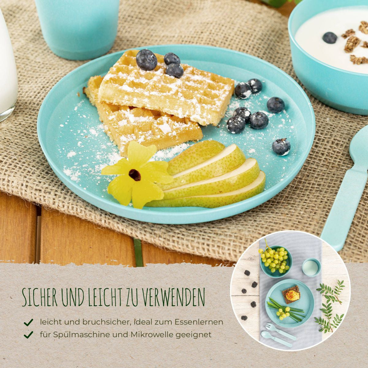 Комплект От 2 Броя Чинийки Reer GrowingСиня/Сива --- BebeMama