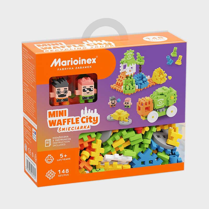 Мини Вафлен Конструктор Градски Център - Боклукчийски Камион 148 Части - Строители, Мозайки И Конструктори - Marioinex - BebeMama