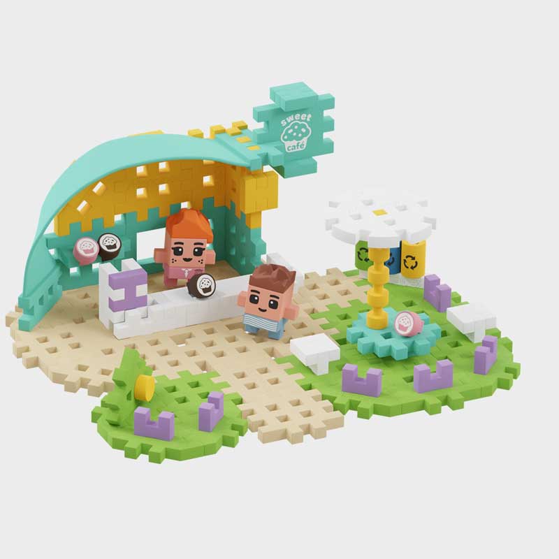 Мини Вафлен Конструктор Градски Център - Кафене 80 Части --- BebeMama