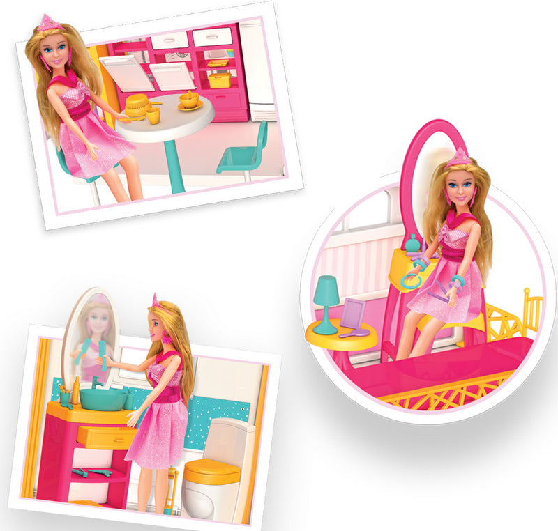 Вилата На Линда За Размер Кукли Тип Барби С Обзавеждане56X38X16 --- BebeMama