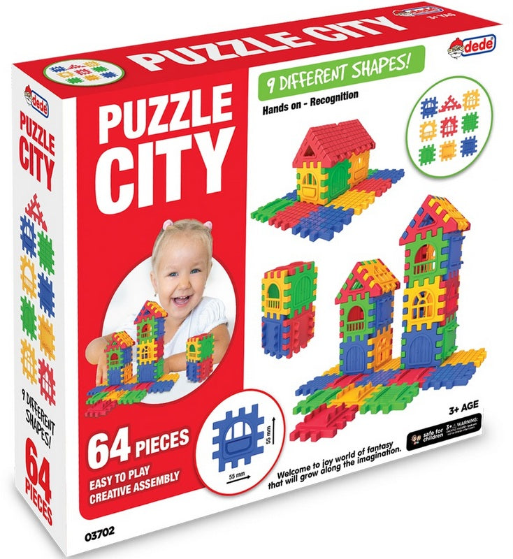 Конструктор Пъзел Сити 64 Ел. 29X26X6 - Строители, Мозайки И Конструктори - Thesmileofyourbaby - BebeMama