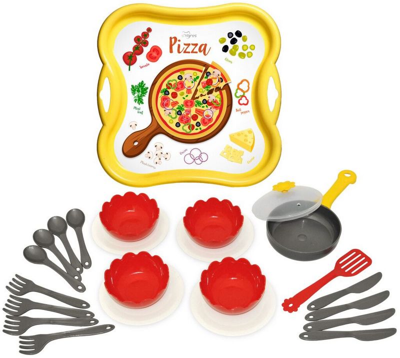 Пица Сервиз С Табла С Имл Печат 36Х29Х8 - Играчки - Thesmileofyourbaby - BebeMama