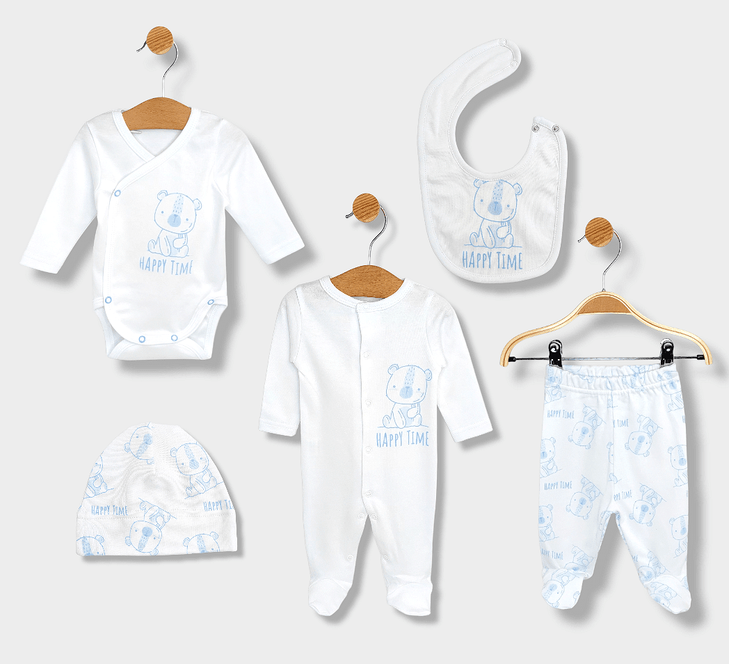 Бебешки Комплект От 5 Части Happy Time 56-62 См. - Комплекти - Rainy - BebeMama