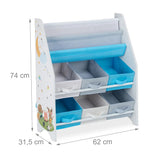 Секция За Детска Стая Етажерка За Книги И Играчки Органайзер От Дърво С 6 Текстилни Кутии За Съхранение - Forest --- BebeMama