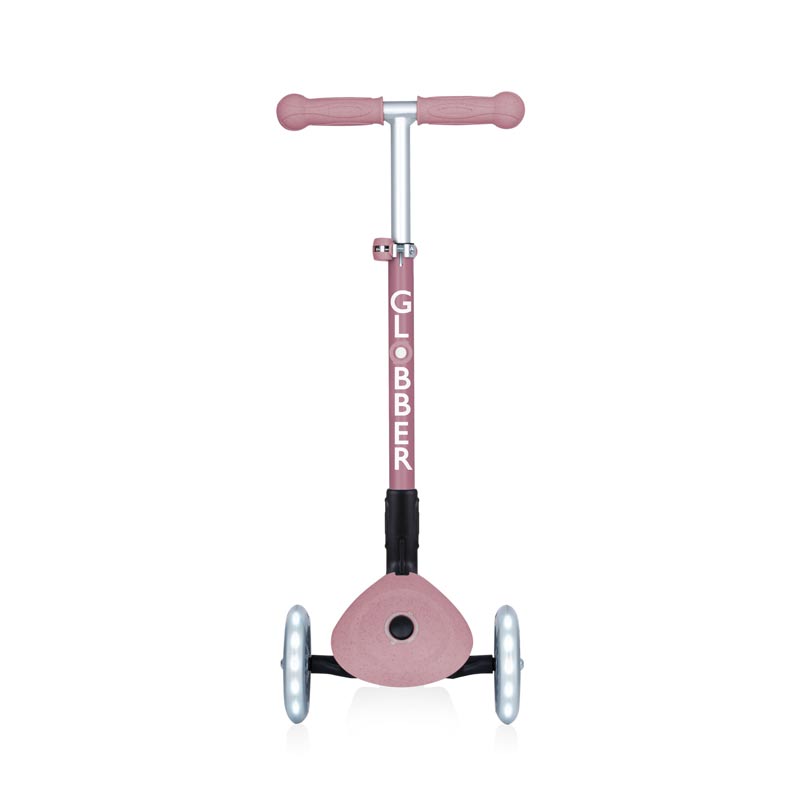 Сгъваема Еко Тротинетка С 3 Колела Globber Junior Foldable Lights Ecologic – Цвят Бери --- BebeMama