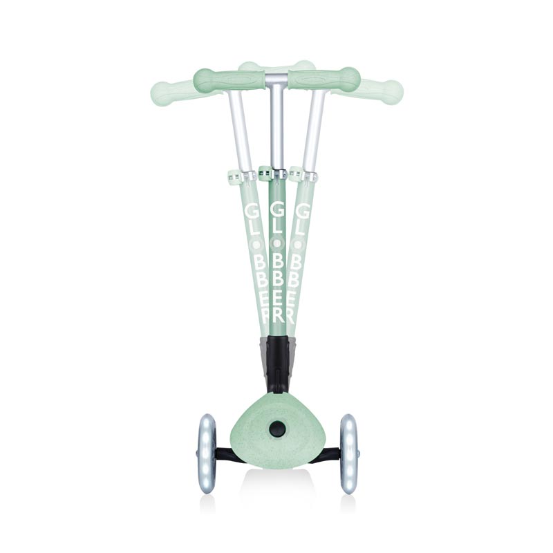 Сгъваема Еко Тротинетка С 3 Колела Globber Junior Foldable Lights Ecologic - Цвят Пистачио --- BebeMama