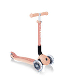 Сгъваема Еко Тротинетка С 3 Колела Globber Junior Foldable Lights Ecologic – Цвят Праскова - Тротинетки - Globber - BebeMama