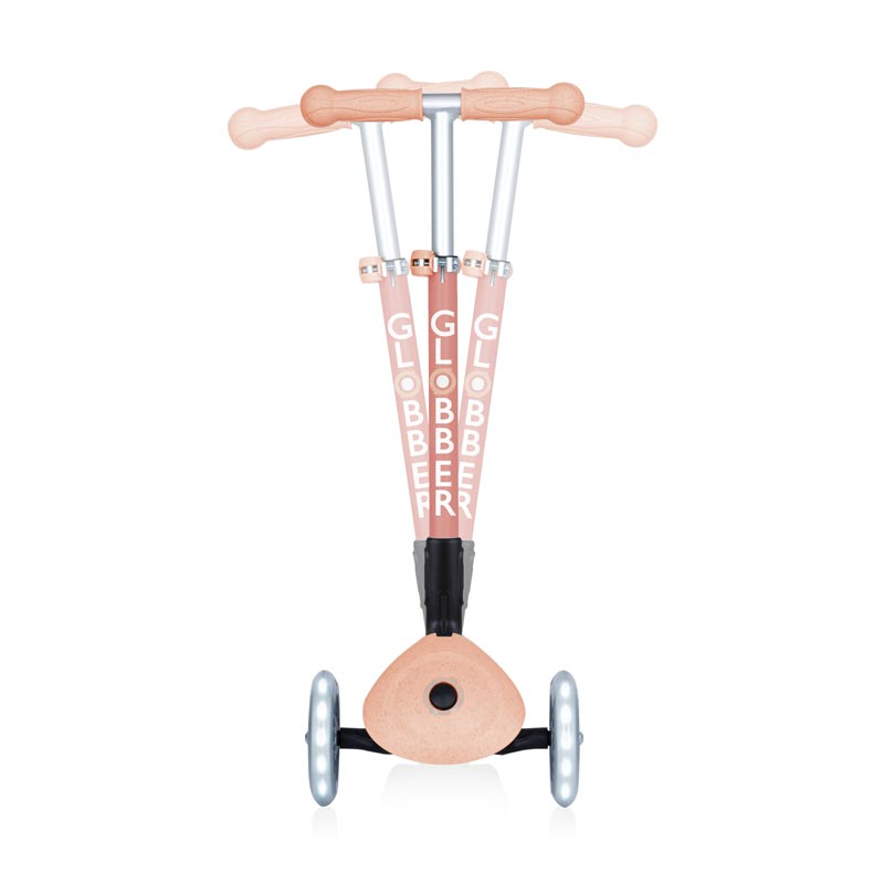 Сгъваема Еко Тротинетка С 3 Колела Globber Junior Foldable Lights Ecologic – Цвят Праскова --- BebeMama