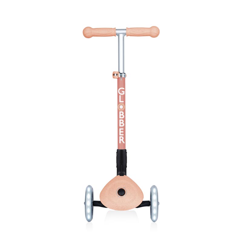 Сгъваема Еко Тротинетка С 3 Колела Globber Junior Foldable Lights Ecologic – Цвят Праскова --- BebeMama