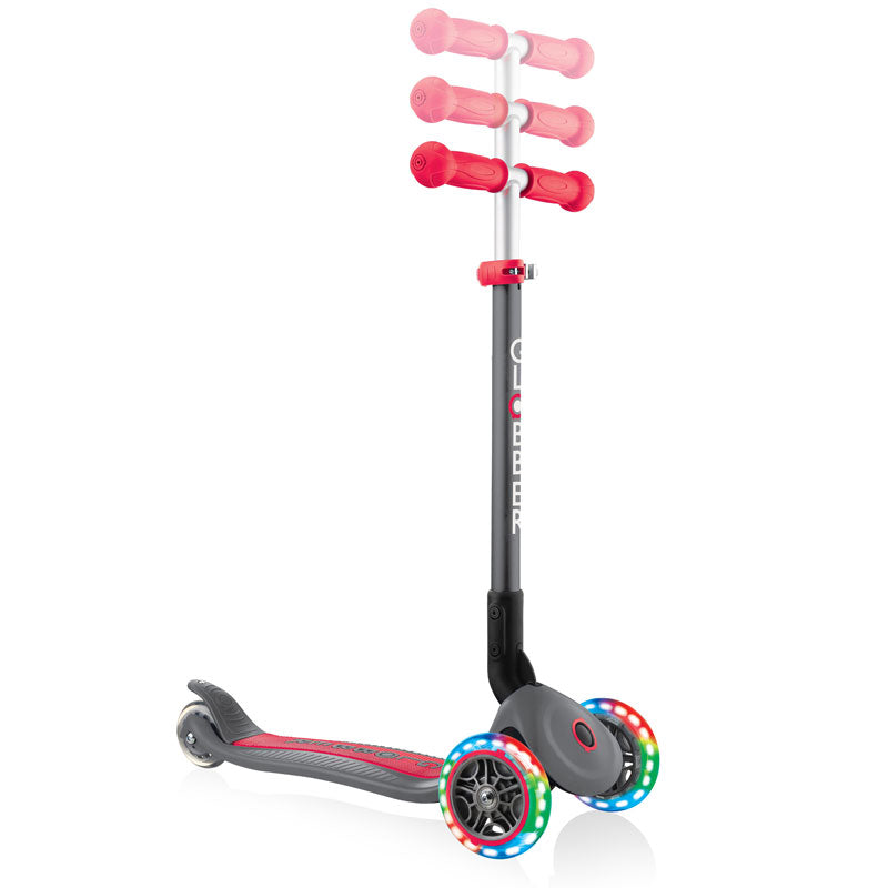 Сгъваема Тротинетка Със Светещи Колела Globber Primo Foldable Lights Сиво-Червена --- BebeMama