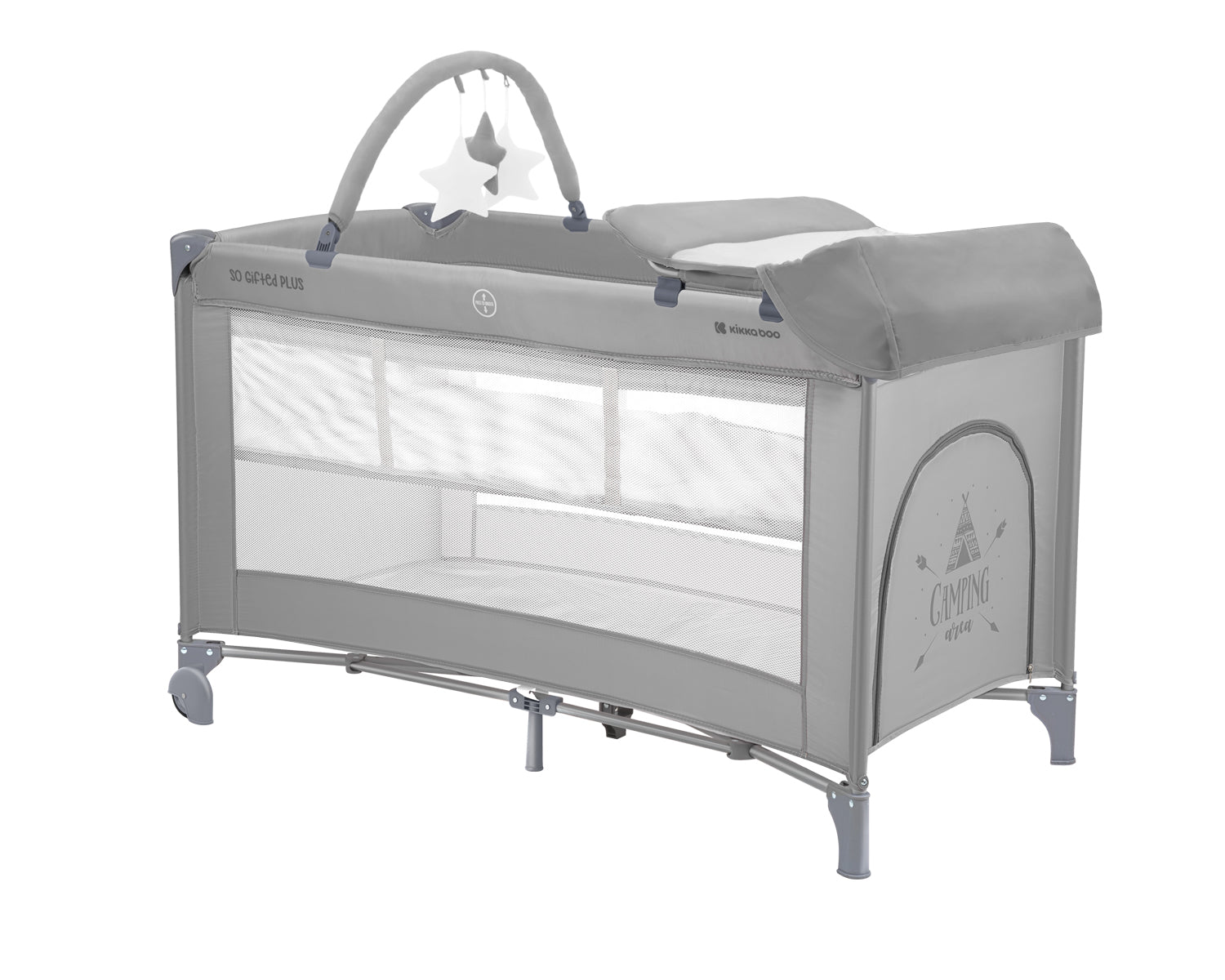 Кошара На Две Нива So Gifted Plus Grey - Сгъваеми Кошари 2 Нива - Kikkaboo - BebeMama