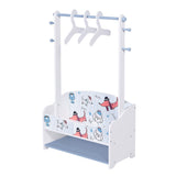 Стойка За Детски Дрехи От Дърво С Рафтове За Съхранение Закачалка Със Странични Куки Открит Гардероб - Dogs --- BebeMama