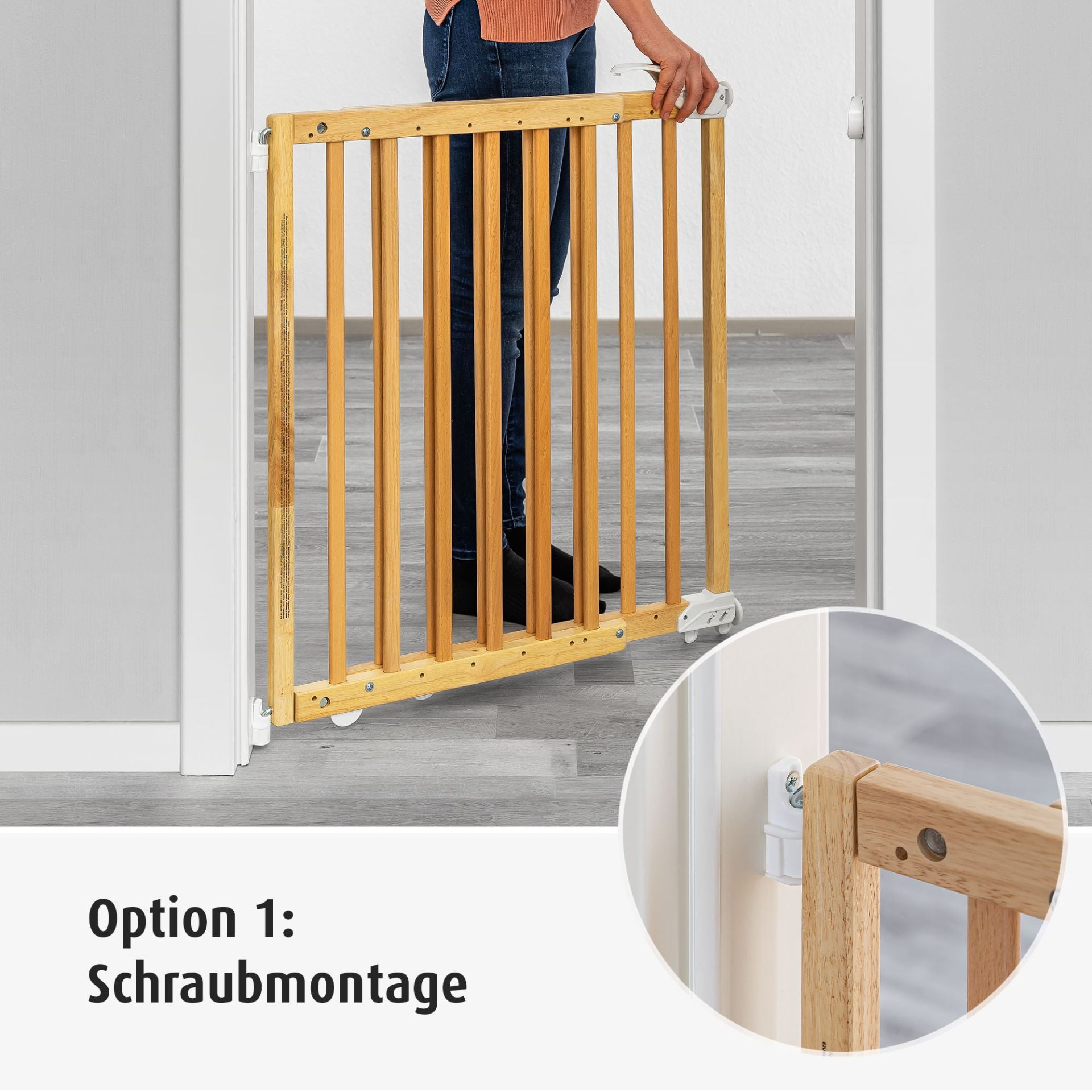 Универсална Преграда За Врата/Стълби С Натиск Reer 46137 Натурална --- BebeMama