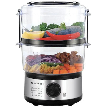 Уред За Готвене На Пара Beper Bc.261 Черен/Инокс --- BebeMama