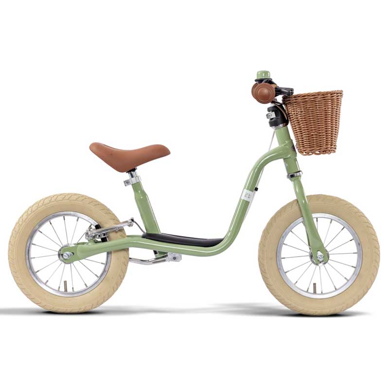 Roată de echilibru cu frână și coș Puky Lr XL BR Classic în culoarea verde retro