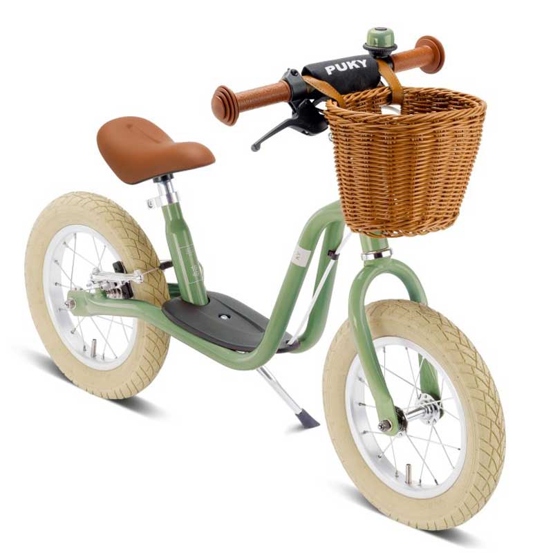 Roată de echilibru cu frână și coș Puky Lr XL BR Classic în culoarea verde retro