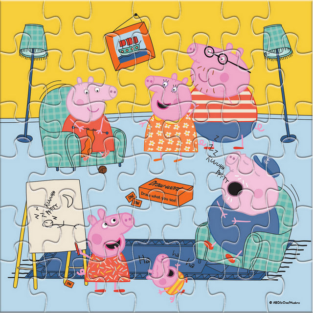 Puzzle 42 el cu formă ovală a cutiei Peppa Pig, puzzle dimensiune 42x42 cu Chl El. Cu posibilitatea de colorare pe spate